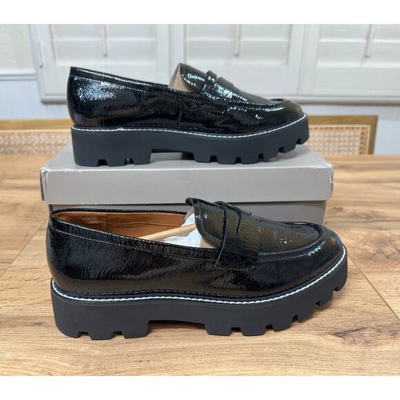 Franco Sarto Womens Balin Loafer Black Size 9.5 NIB Preppy Minimalist Lug Sole - Picture 3 of 15